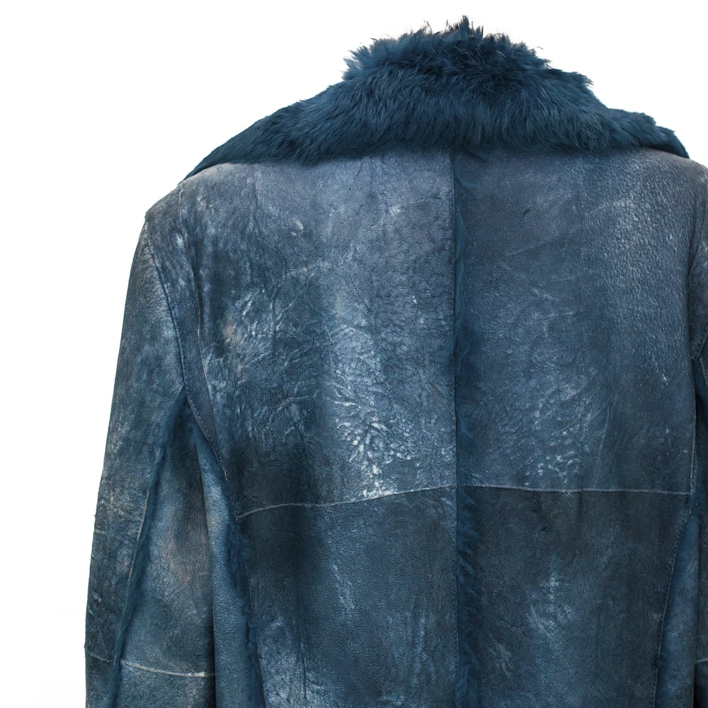 Image of Escada Blue Rabbit Fur Lapin Long Maxi Coat