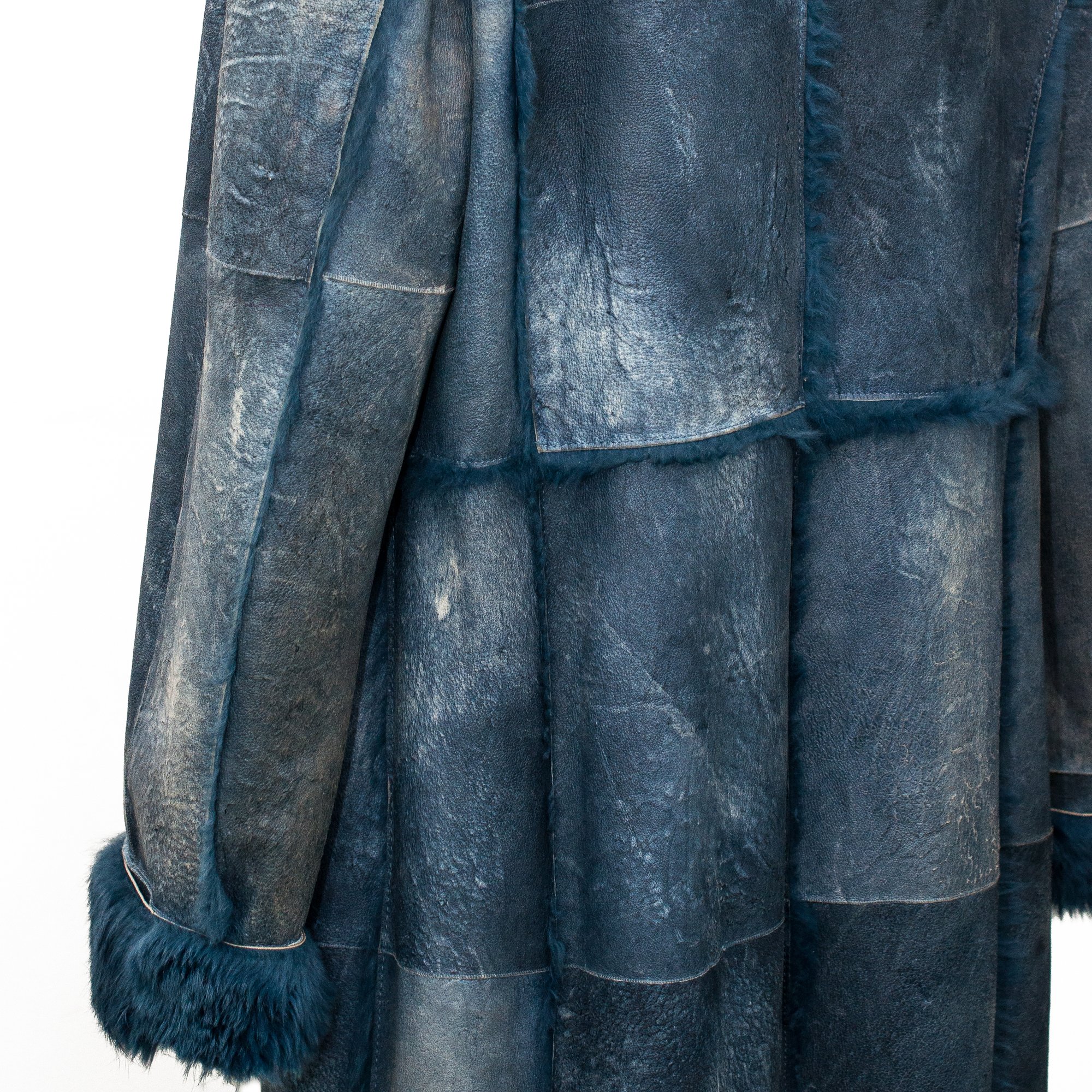 Image of Escada Blue Rabbit Fur Lapin Long Maxi Coat