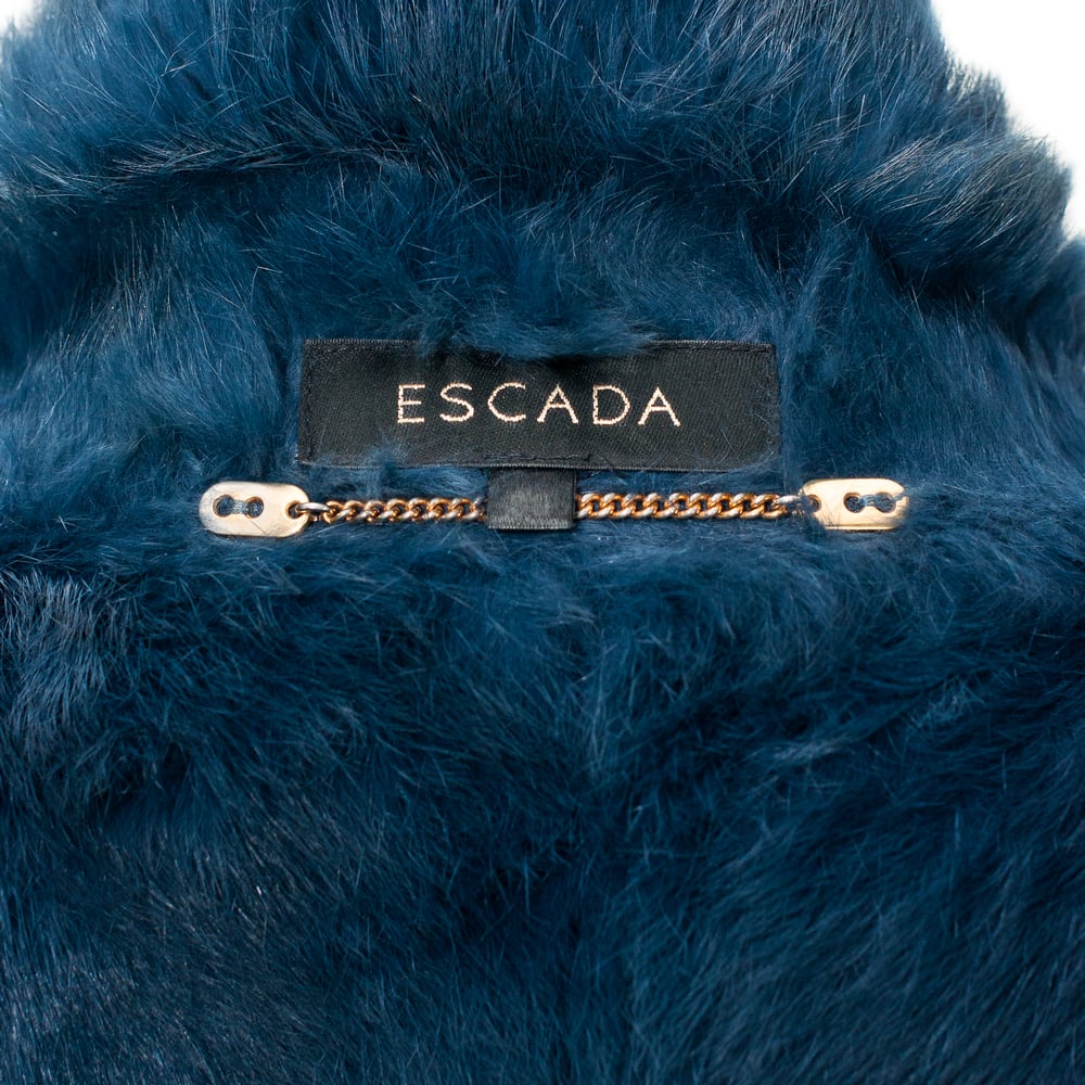 Image of Escada Blue Rabbit Fur Lapin Long Maxi Coat