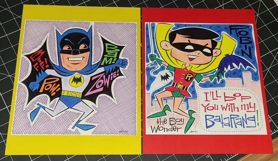 Image of BATMAN and ROBIN 2-PIECE (8.5x11 each) SKETCHBOOK PRINT SET