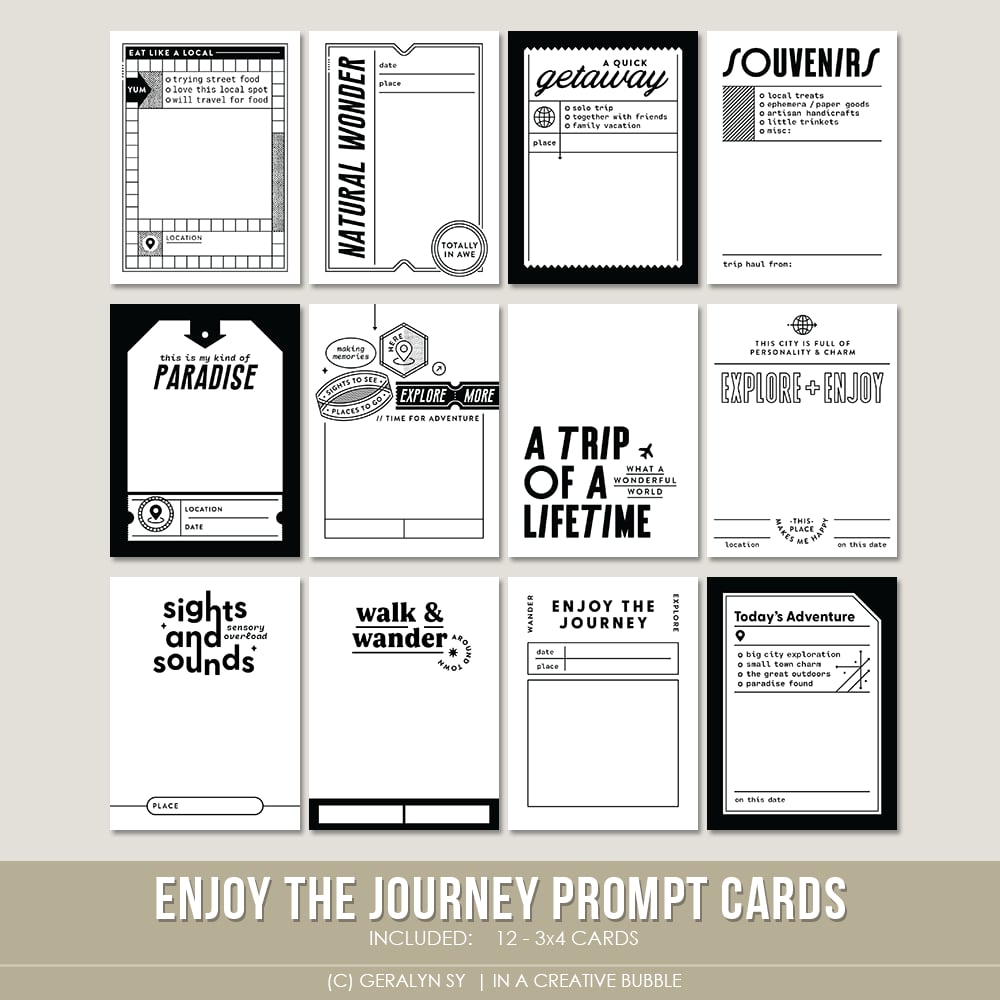 Enjoy the Journey Prompt Cards (Digital) | In a Creative Bubble