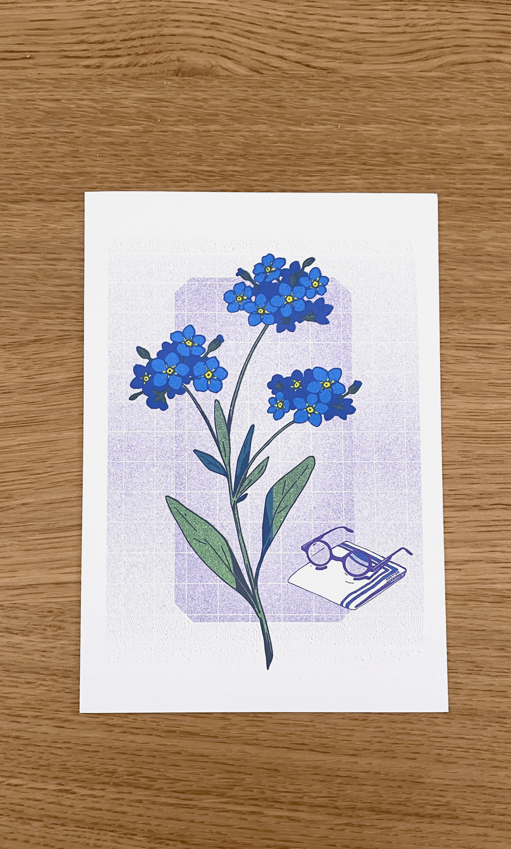 Forget-Me-Not Risograph Print