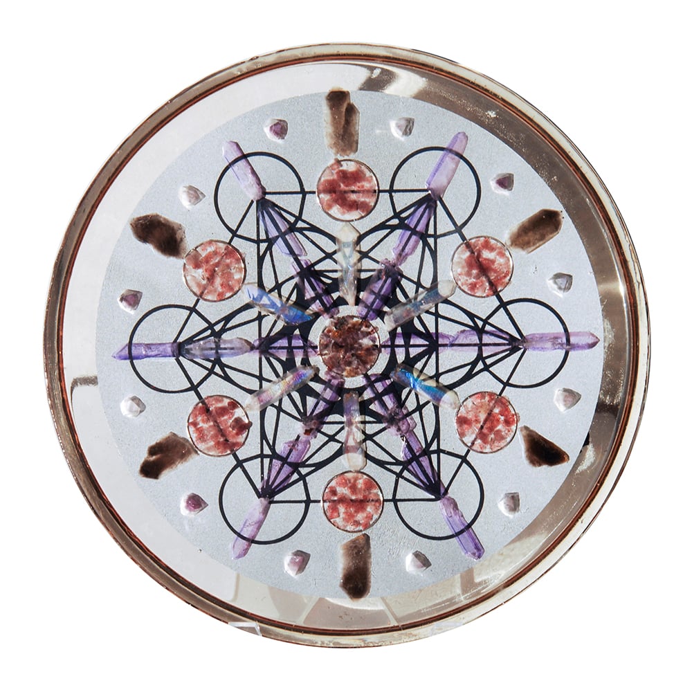 Image of 14"  Plate:  Super 7/Violet Aura/Angel Aura/Strawberry Q/Smoky Q/Purple Fluorite/METD