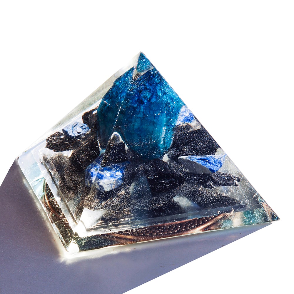 Image of 6" GIZA:  Blue Amethyst/Lapis Lazuli/Black Kyanite/Black Tourmaline/SL