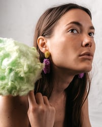 Image 1 of Sugar Double Neon Purple & Lime Earrings