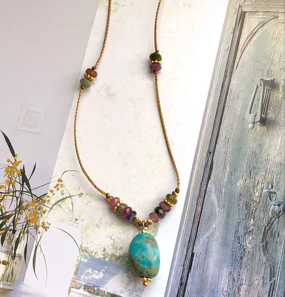 Image of Collier Tourmalines et Turquoise