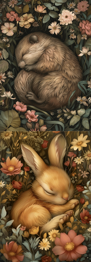 Image of Sleepy woodland animal bookmark