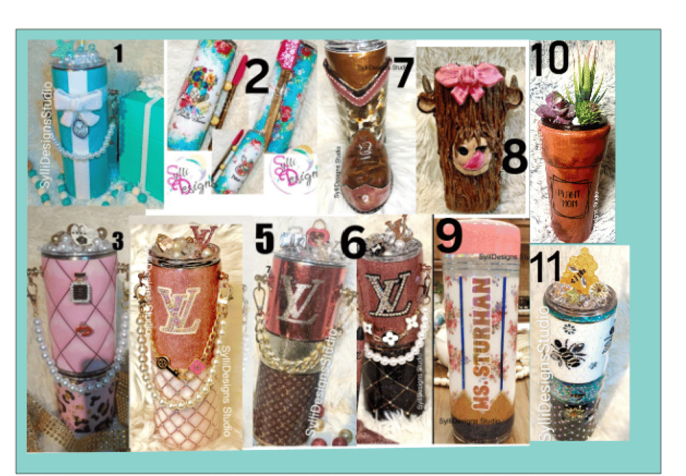 Image of Glittered  and 3D Sculpted Tumblers