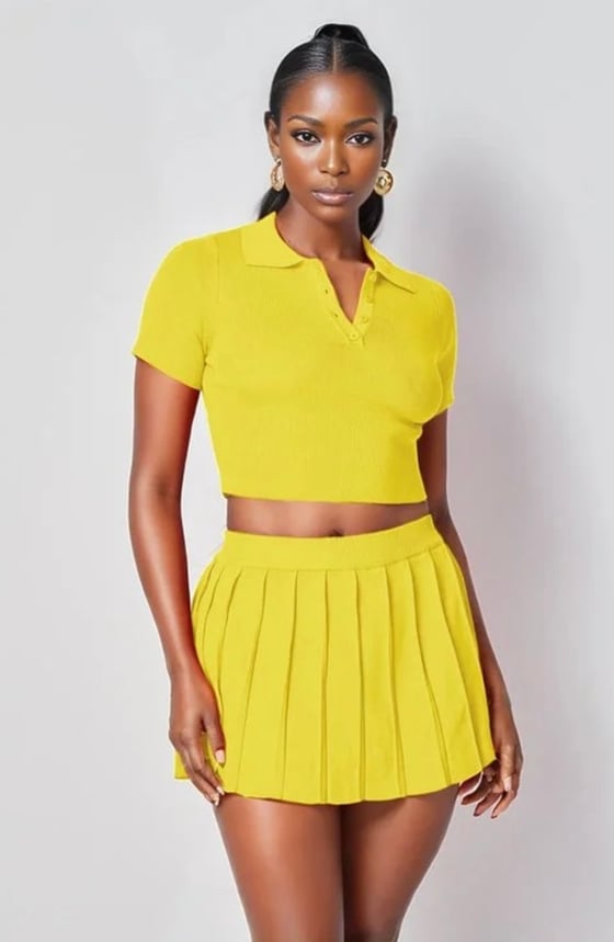 Image of Yellow Tennis Skirt Set 