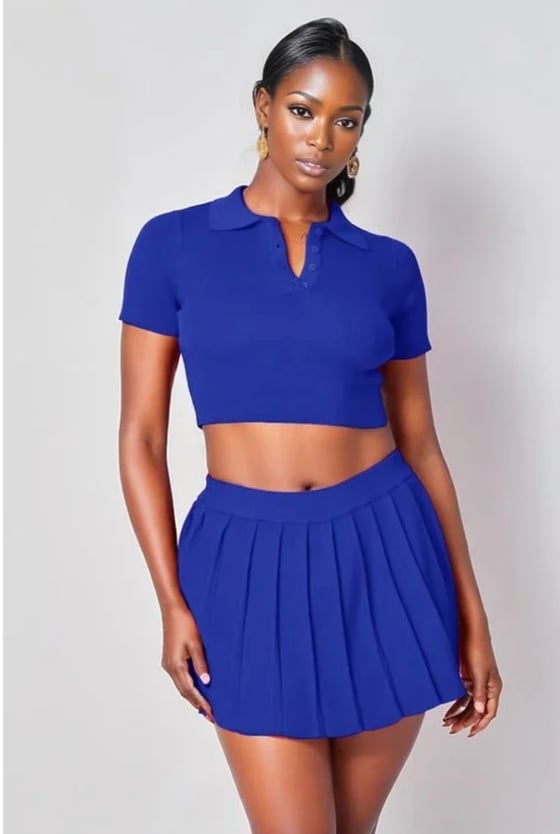 Image of Royal Blue Tennis Skirt Set 