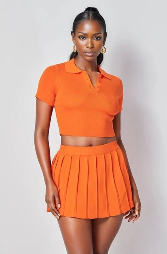Image of Orange Tennis Skirt Set