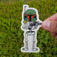 Boba Fett Calavera Clear Vinyl Sticker