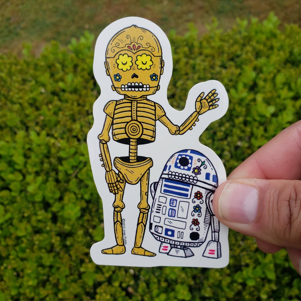 Droid Calaveras Clear Vinyl Sticker 