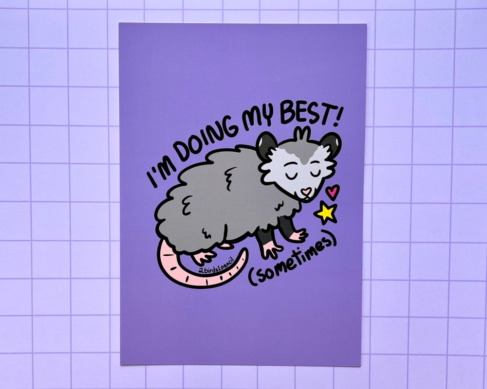 Image of Doing my best possum postcard print