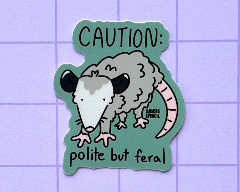 Image of Polite but feral mini vinyl sticker