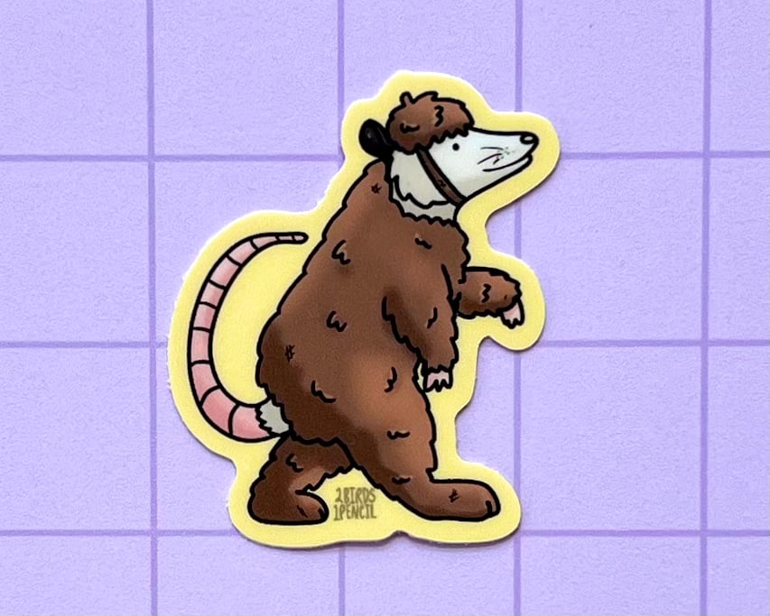 Image of Big foot possum mini vinyl sticker