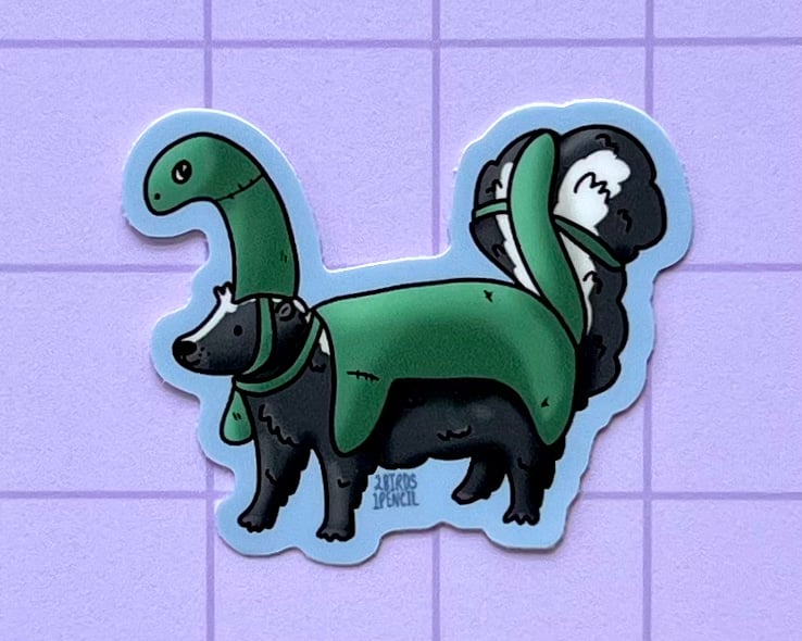 Image of Loch Ness skunk mini vinyl sticker