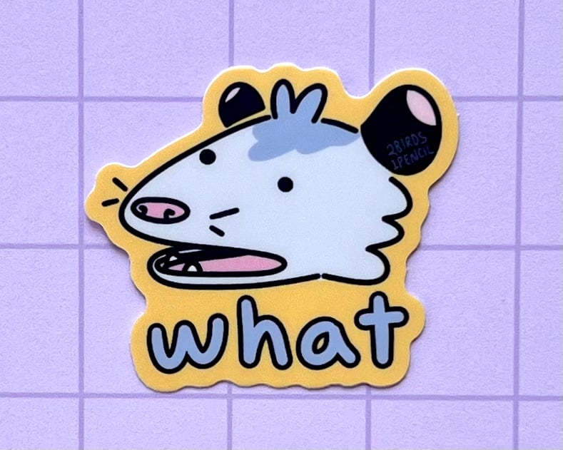 Image of Confused possum mini vinyl sticker