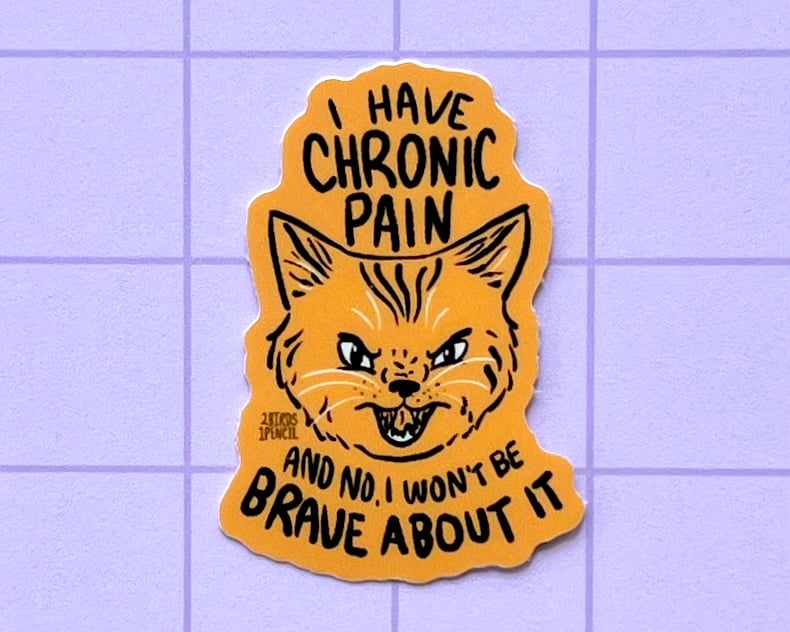 Image of Chronic pain cat mini vinyl sticker
