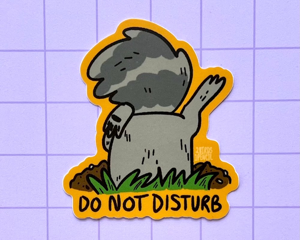 Image of Do not disturb raccoon vinyl sticker