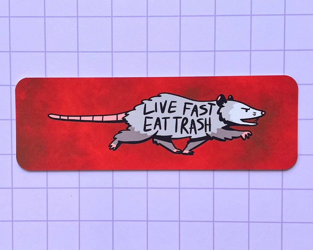 Image of Live fast eat trash possum bookmark