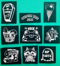 Image 3 of Sew on Patches- Black or Green, 20 different designs!