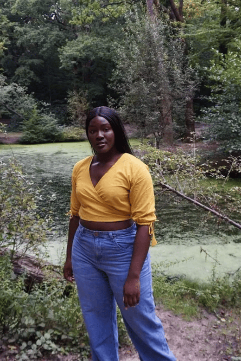 Image of The Zoe Wrap Top in Mustard 