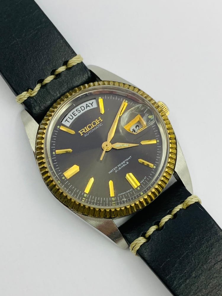 Image of rare eye catching ricoh automatic gents watch,1970's/(VTG-16)