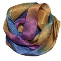 Image 1 of 10YD. HUMMING BIRD HAND DYED RECYCLED SARI SILK RIBBON BUNDLES by COLOR KISSED SILK