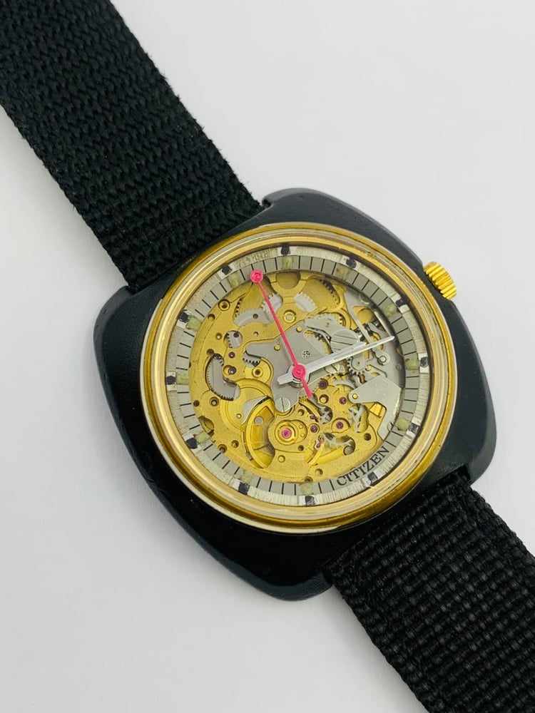 Image of rare citizen skeleton automatic gents watch,1970's.clean,(VTG-08)