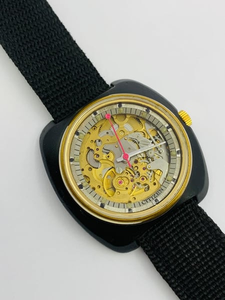 Image of rare citizen skeleton automatic gents watch,1970's.clean,(VTG-08)