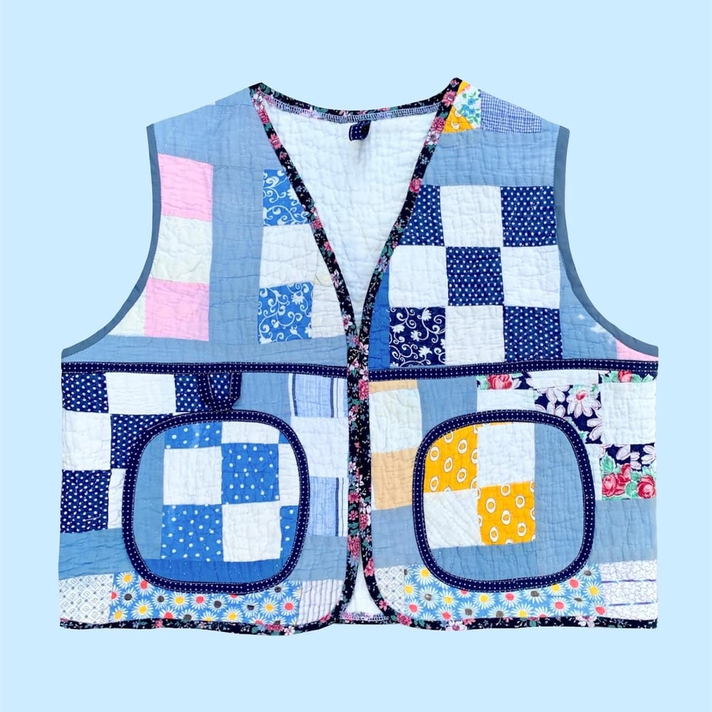 Image of Quilt Vest — Checkered Patchwork