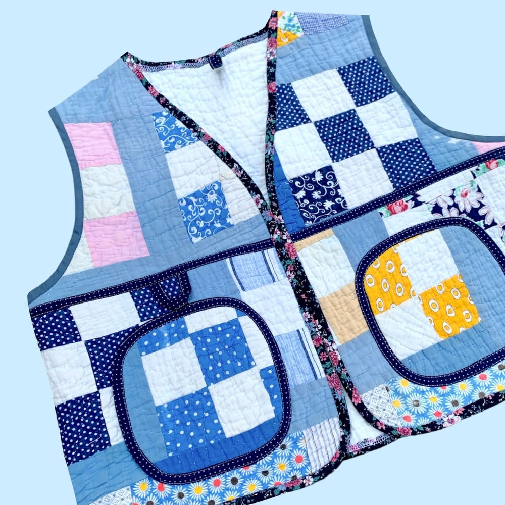 Image of Quilt Vest — Checkered Patchwork