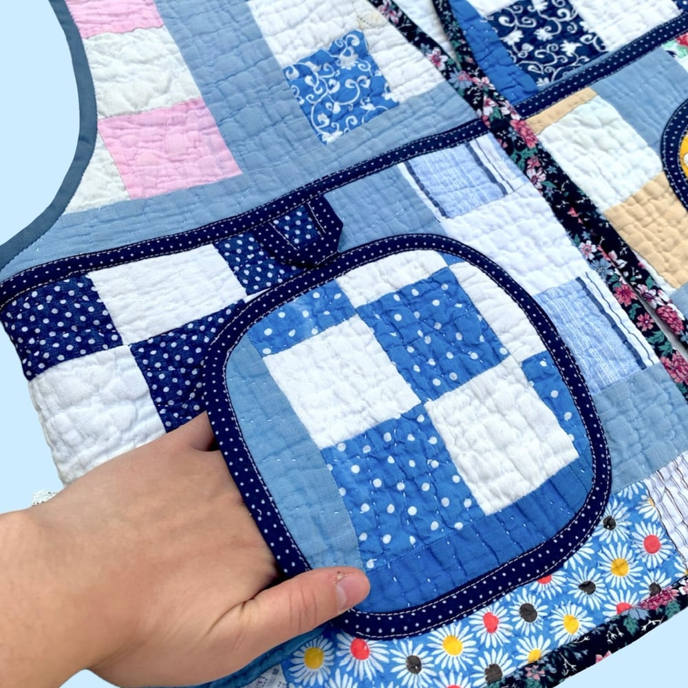 Image of Quilt Vest — Checkered Patchwork