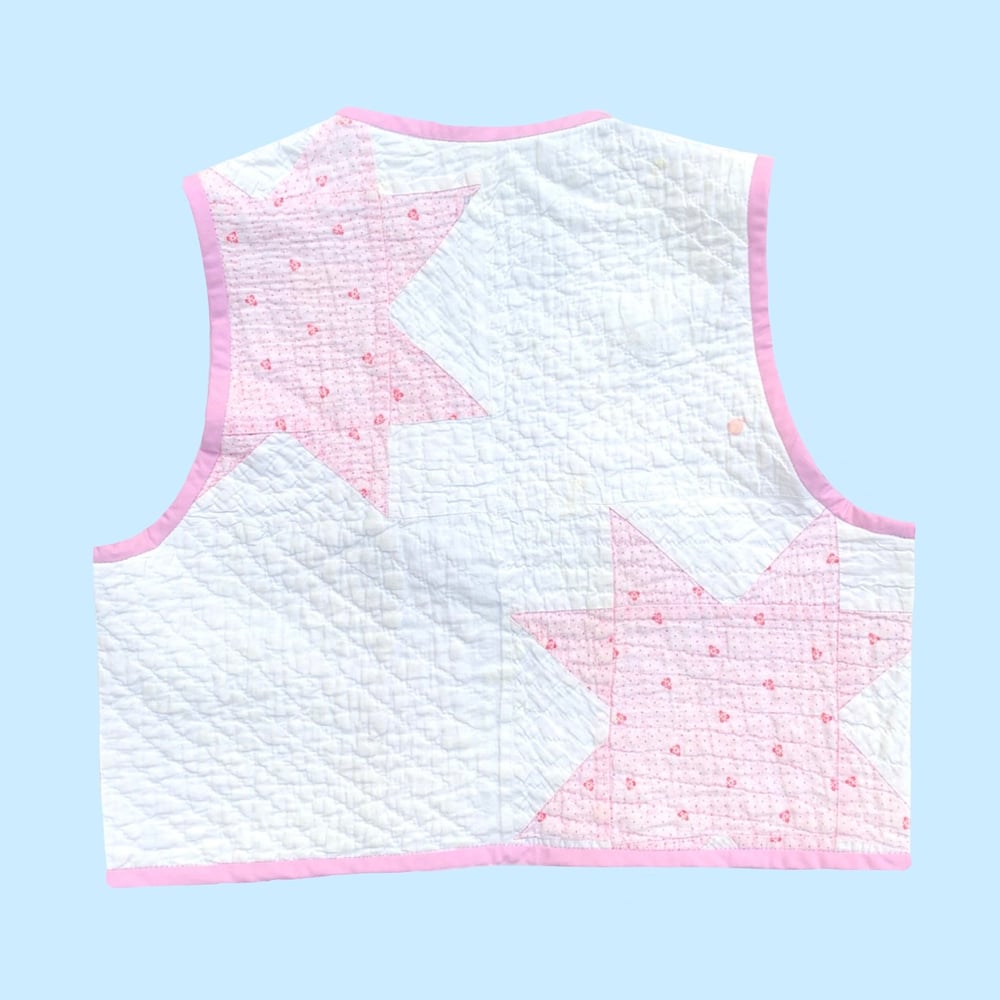 Image of Quilt Vest — Pink & White Lemon Stars
