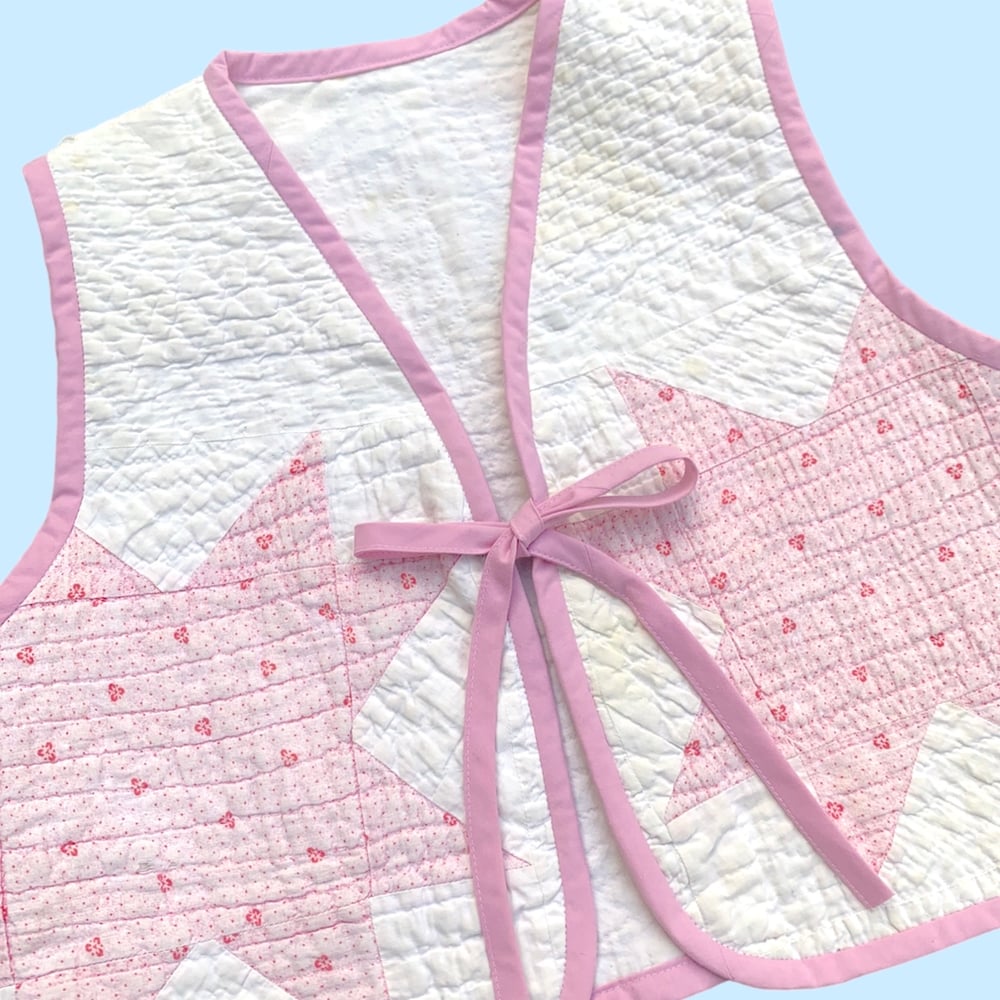 Image of Quilt Vest — Pink & White Lemon Stars