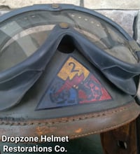 Image 2 of WWII Replica US M1938 Tank Crew Helmet M44 Polaroid Goggles. 2nd Armored Division. 