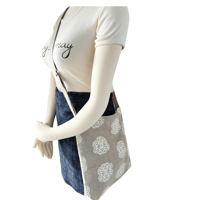 Image 1 of Iron Flowers in Cream on Natural Linen - Cross-Body Bag