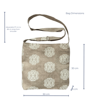 Image 5 of Iron Flowers in Cream on Natural Linen - Cross-Body Bag