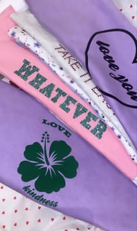 Image 4 of WHATEVER TEE - BABY PINK WITH TURQUOISE GLITTER🐬pre order💖