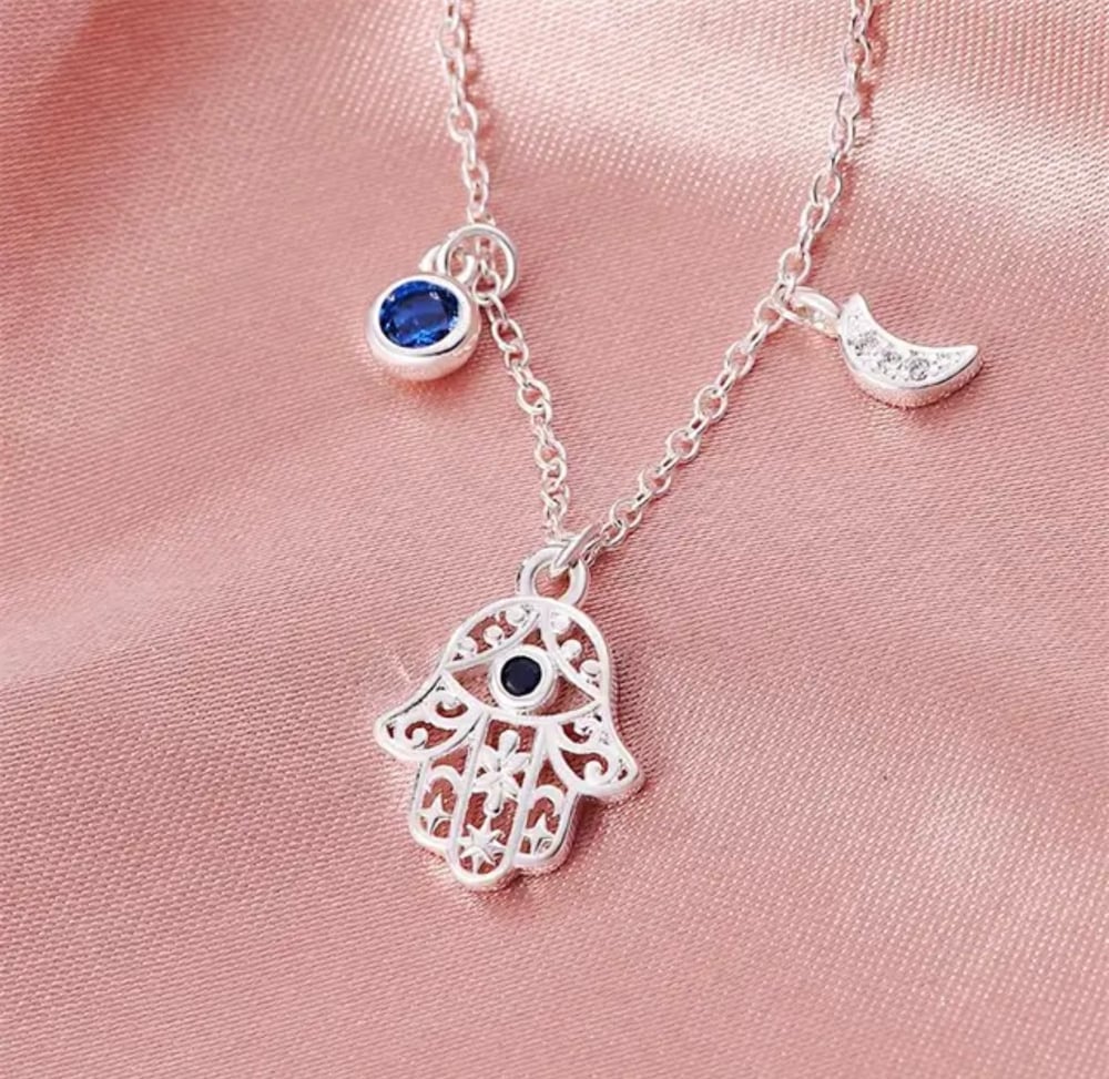 Image of 925 silver Hamsa necklace