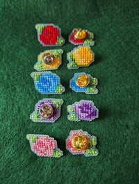 Image 4 of Stitched Pins - Roses (Set of 2) Pac Man Ghosts (Set of 4)