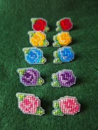 Image 1 of Stitched Pins - Roses (Set of 2) Pac Man Ghosts (Set of 4)