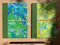 Image 4 of Hand-Marbled A6 Lined Notebook- Snowdrop or Daffodil Pattern