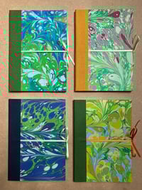 Image 3 of Hand-Marbled A6 Lined Notebook- Snowdrop or Daffodil Pattern