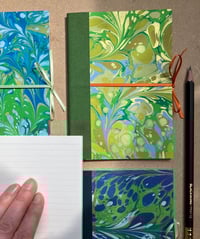 Image 2 of Hand-Marbled A6 Lined Notebook- Snowdrop or Daffodil Pattern