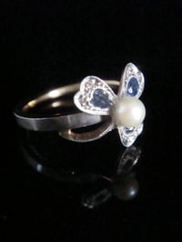 Image 2 of Edwardian 18ct platinum yellow gold sapphire diamond clover ring