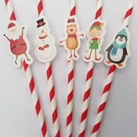 Image 1 of Christmas Paper Straws, Christmas Party Straws, Christmas Table Decor