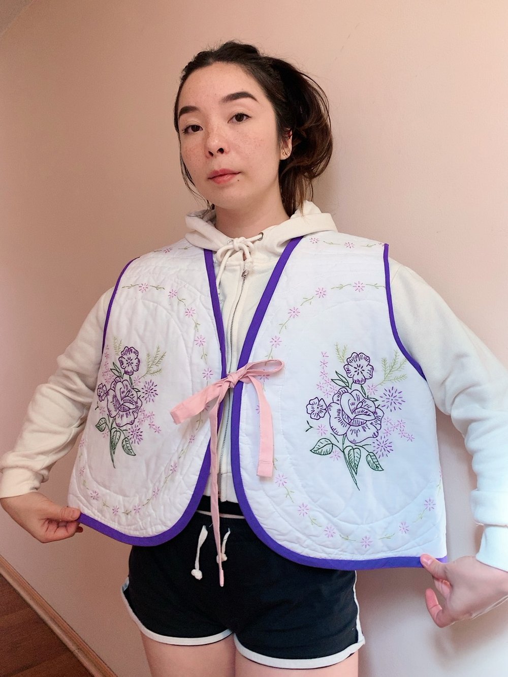 Image of Quilt Vest — Purple Bouquet