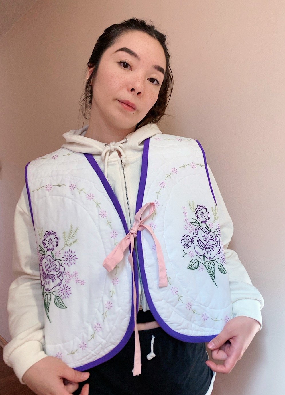 Image of Quilt Vest — Purple Bouquet